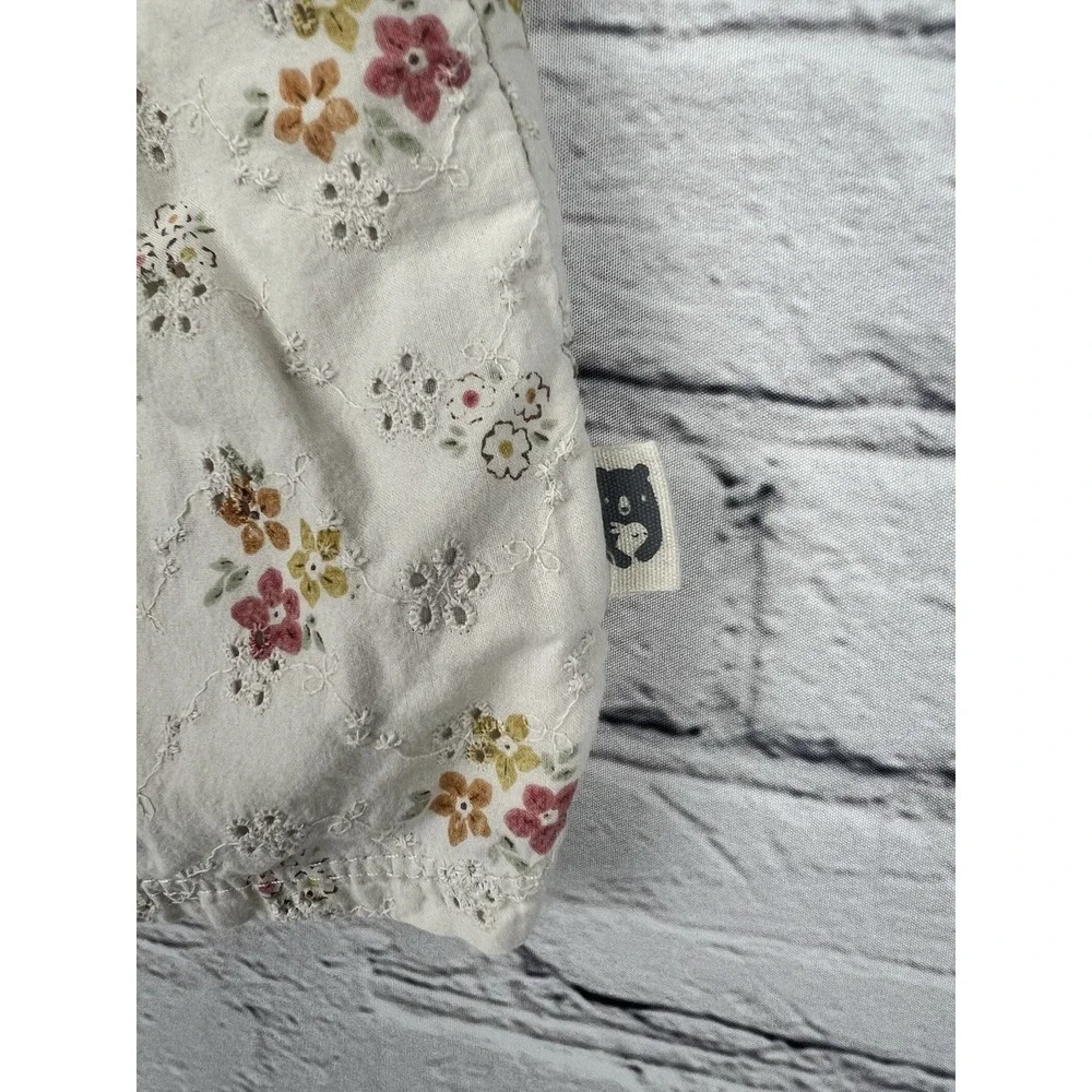 Rabbit Bear Organic‎ Cotton Baby Girl Top 6-9m Floral Eyelet Ruffle Flutter